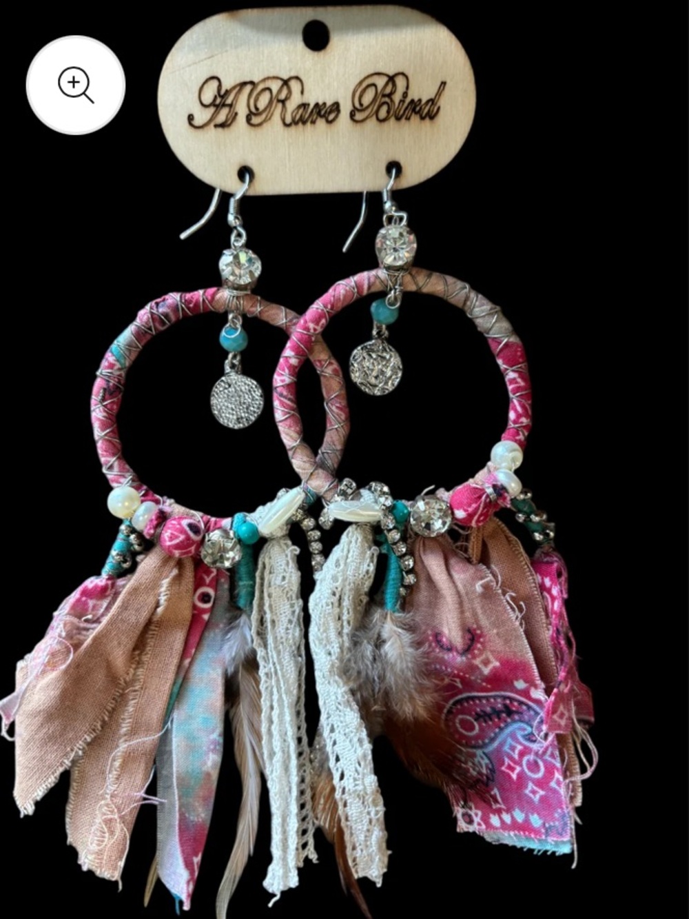 NWT A Rare Bird Boho Aura Earrings in Magenta